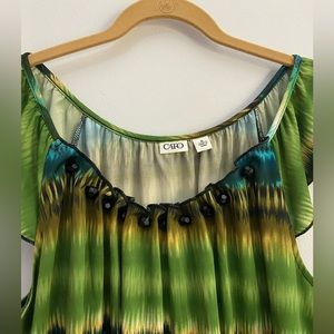 CATO flutter sleeve blouse with elastic waist.